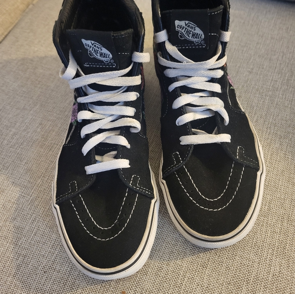 Vans Women's Black High-Top Day Of The Dead Sneakers Glow In the Dark - Picture 3 of 6